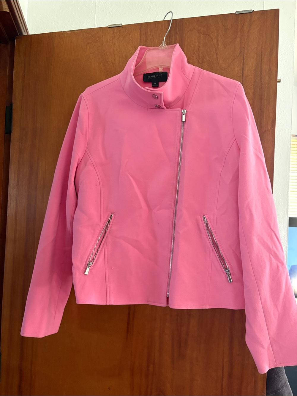 Carlisle Pink Asymmetric Zip Jacket